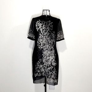 JONATHAN SAUNDERS 100% Silk Sheer Geometric Sheath Dress
